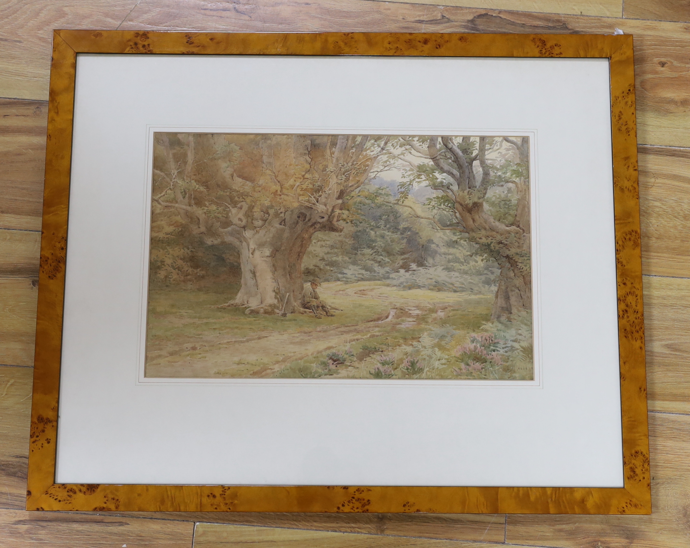 Berenger Benger (1868-1935), watercolour, Seated figure beneath a tree, signed, 29 x 44cm